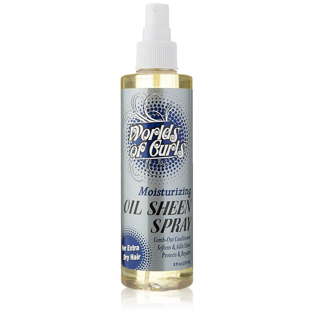 Worlds Of Curls Comb Out Conditioner and Oil Sheen Spray Moisturizer Extra Dry Hair, 8 Oz